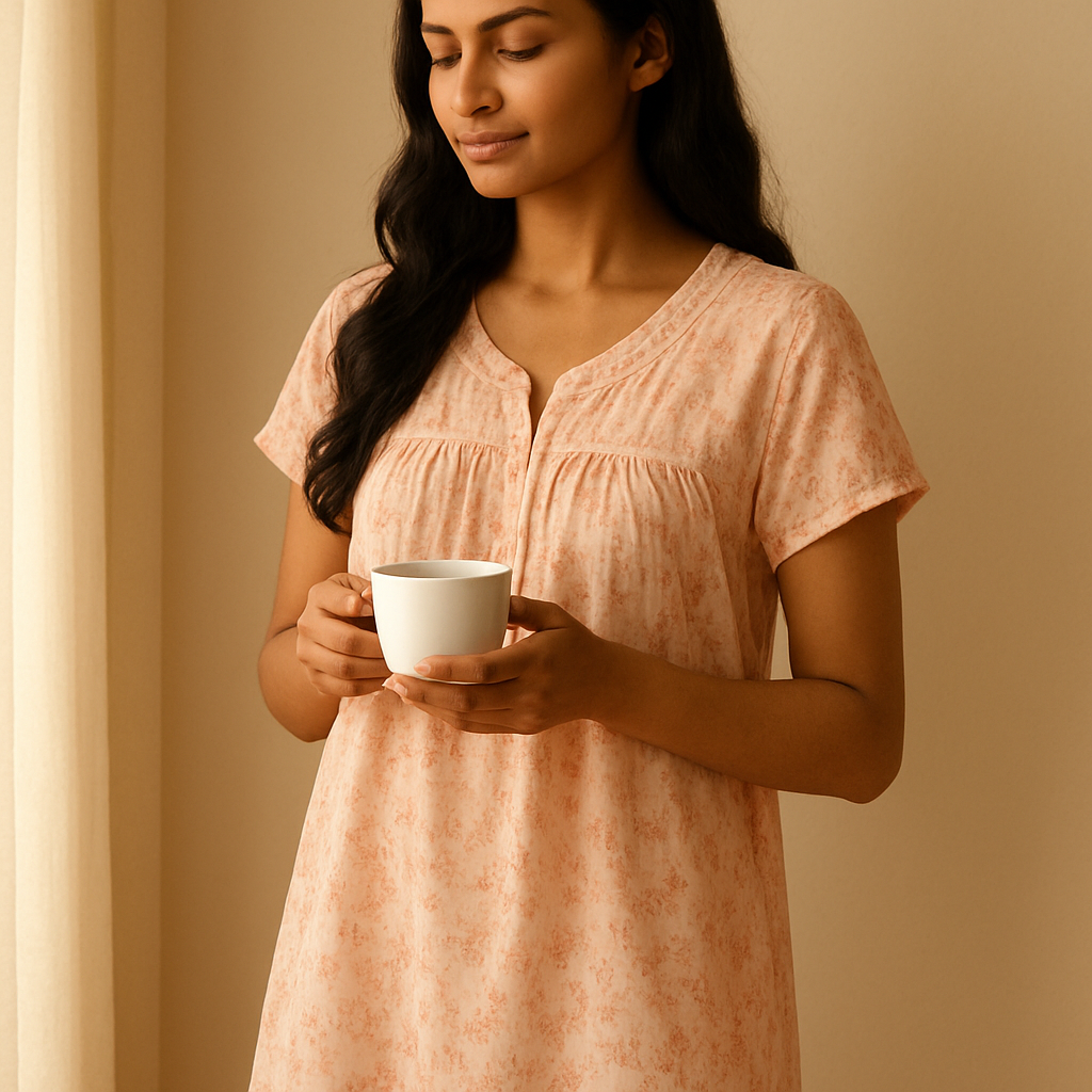 Peach Bloom Gown — Soft Cotton