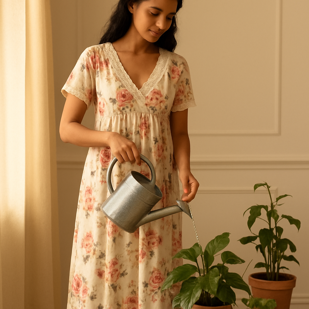 Morning Rose Gown — Premium Rayon